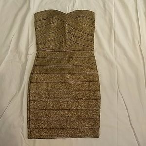 Gold body con dress